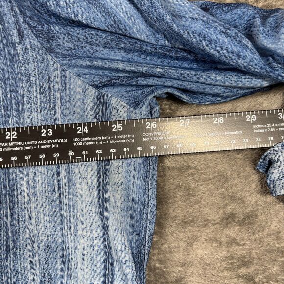 Cocomo Women Slinky Knit Top Stonewash Denim Look Roll Tab Sleeve Blue 3X L115 - Picture 4 of 7